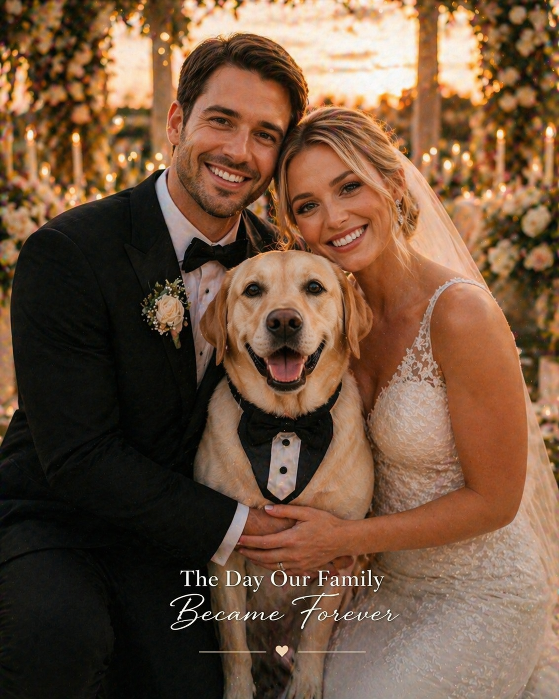Couple + Pet Wedding portrait