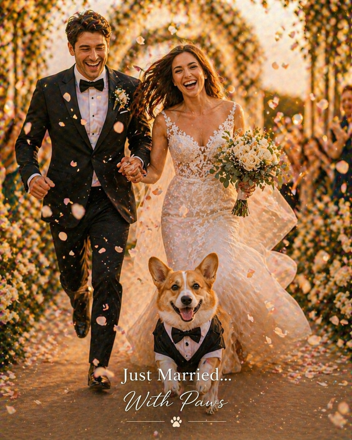 Just Married With Paws Portrait